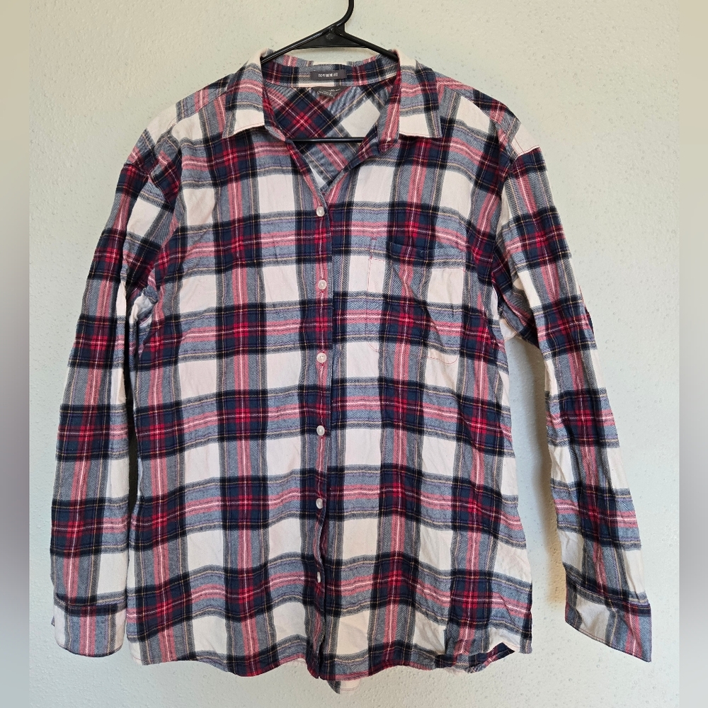 Eddie Bauer Women's Boyfriend Fit Cotton Button Down Flannel Large